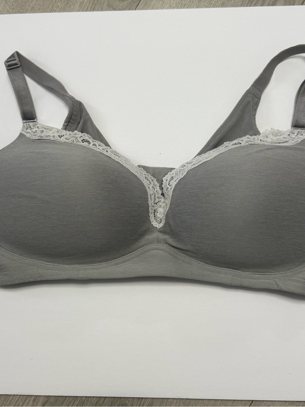 torrid 44DD Dream Wire-Free Push-Up Gray Lace-Trim Wireless Bra